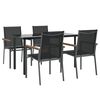 vidaXL 5 Piece Garden Dining Set Black Textilene and Steel