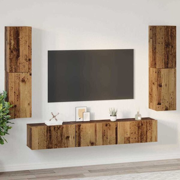 vidaXL TV Cabinet Set Wall-mounted 7 pcs Old Wood Engineered Wood
