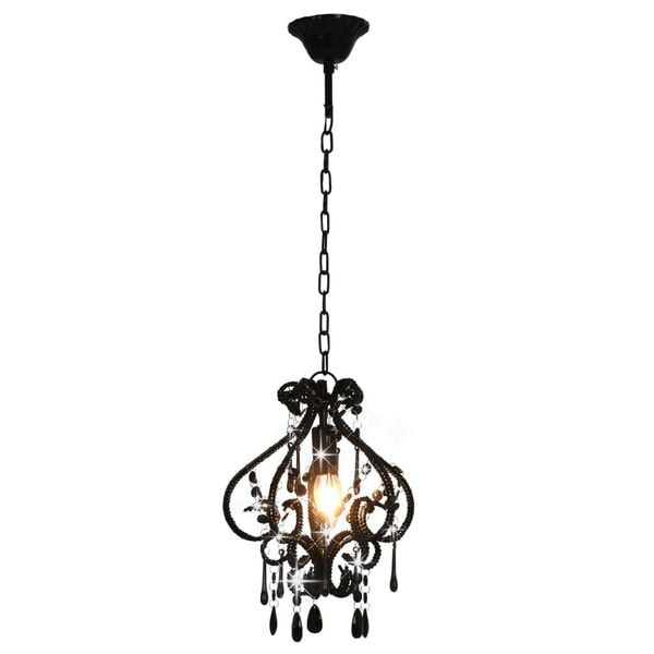 vidaXL Ceiling Lamp with Beads Black Round E14