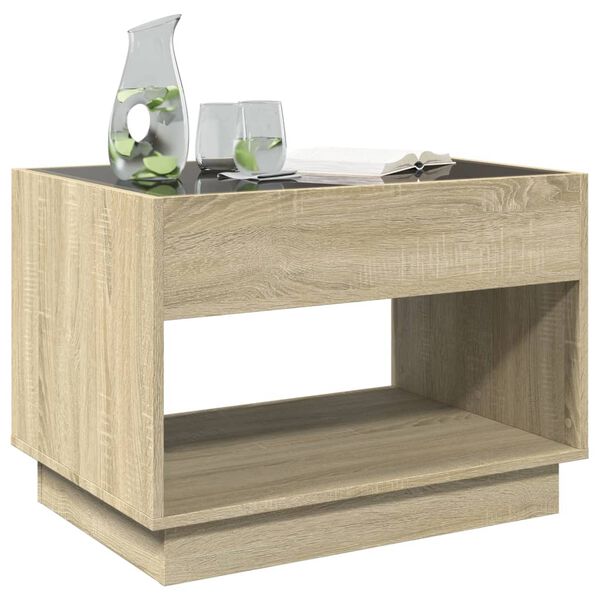 vidaXL Coffee Table with Infinity LED Sonoma Oak 70x50x50 cm