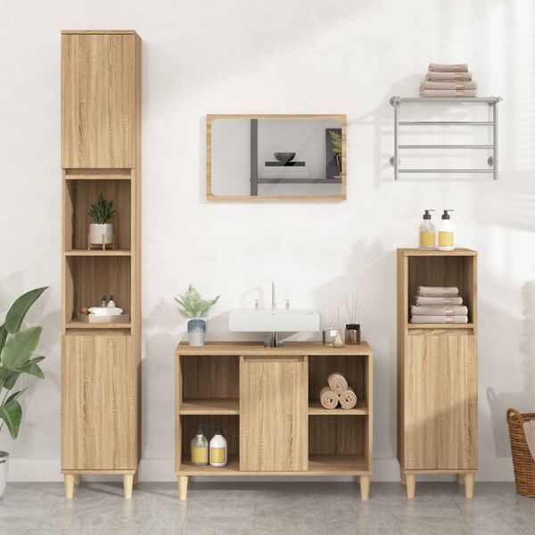 vidaXL 2 Piece Bathroom Furniture Set Sonoma Oak Engineered Wood