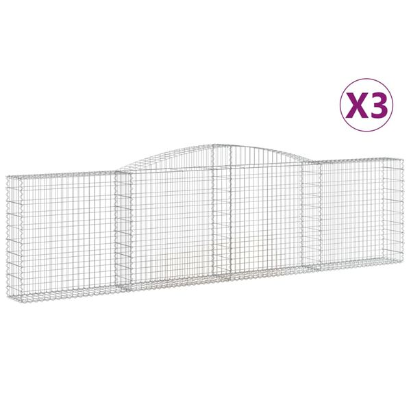 vidaXL Arched Gabion Baskets 3 pcs 400x30x100/120 cm Galvanised Iron