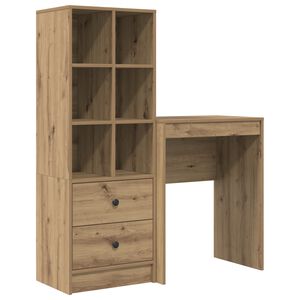 vidaXL Desk with Drawer with Shelf with Storage 2 pcs Artisan Oak