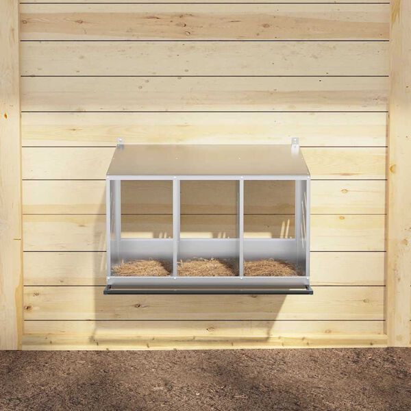 vidaXL Chicken Nesting Box with 3 Compartments Galvanized Silver Metal