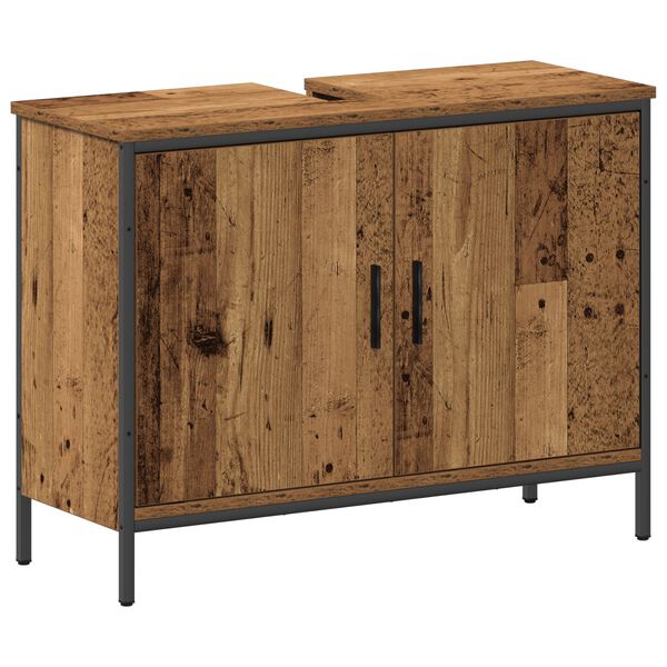 vidaXL Bathroom Vanity Units with Shelf 3 pcs Brown Engineered wood