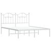 vidaXL Metal Bed Frame without Mattress with Headboard White 140x190cm
