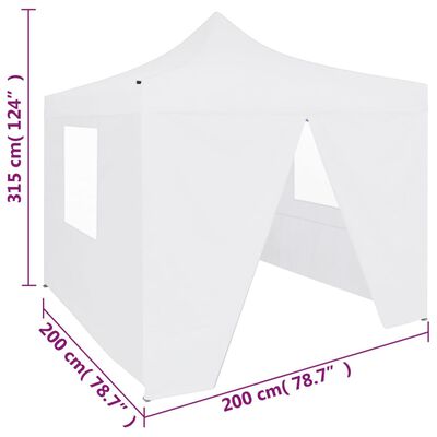 vidaXL Professional Folding Party Tent with 4 Sidewalls 2x2 m Steel White
