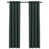 vidaXL Linen-Look Blackout Curtains with Grommets 2pcs Green 140x225cm