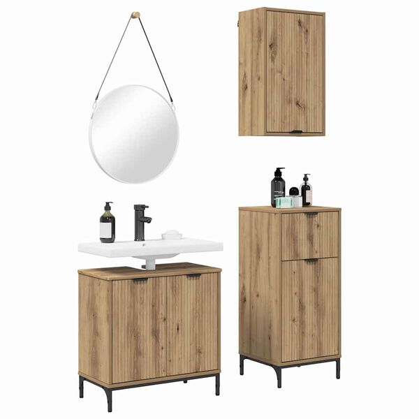 vidaXL Bathroom Furniture Set with Drawer with Shelf 3 pcs Artisan Oak