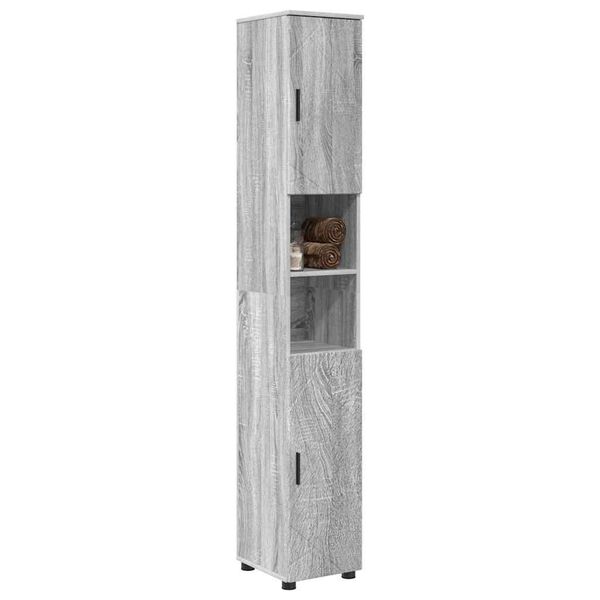 vidaXL Bathroom Cabinet with Storage Grey Sonoma 30 x 35 x 192 cm