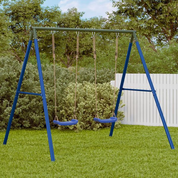 vidaXL Swing Frame for Outdoor with 4 Hanging Hooks Blue Steel