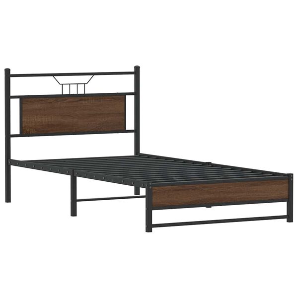 vidaXL Bed Frame without Mattress Brown Oak 107x203 cm Engineered Wood