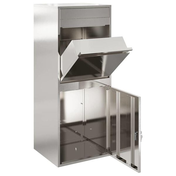 vidaXL Parcel Drop Box Silver 47.5 x 38 x 59 cm Stainless Steel