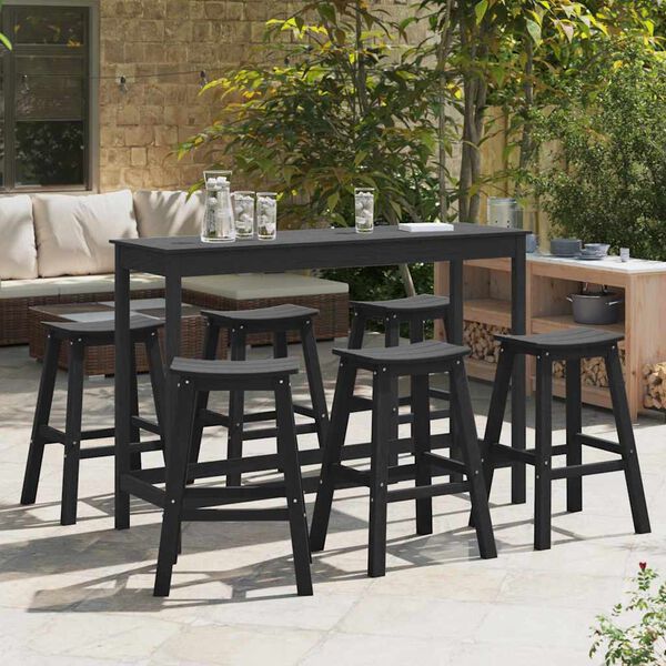 vidaXL Garden Bar Set 6 pcs Black HDPE