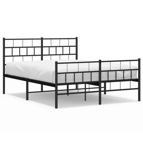 vidaXL Metal Bed Frame without Mattress with Footboard Black 120x200cm
