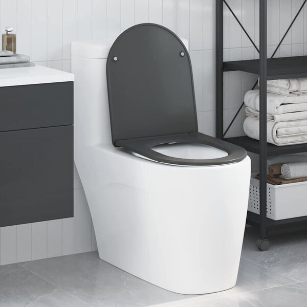 vidaXL Toilet Seat Anthracite 47 x 36 x 3.4 cm Duroplast