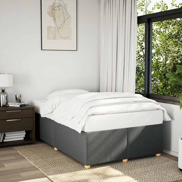vidaXL Bed Frame without Mattress Dark Grey Double Fabric