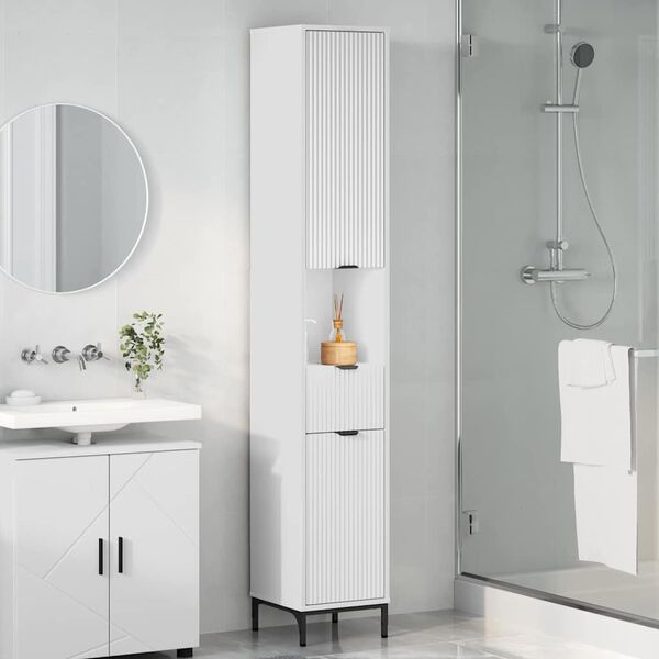 vidaXL Bathroom Cabinet with Drawer with Door White 31.5 x 33 x 190 cm