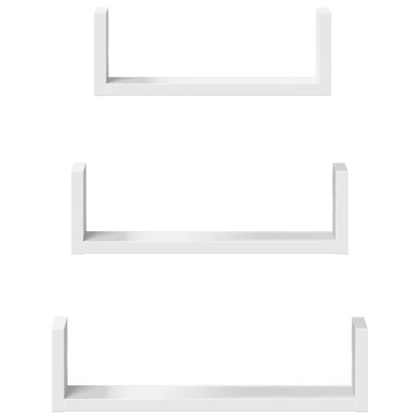 vidaXL Wall Shelf 3 pcs White Engineered Wood
