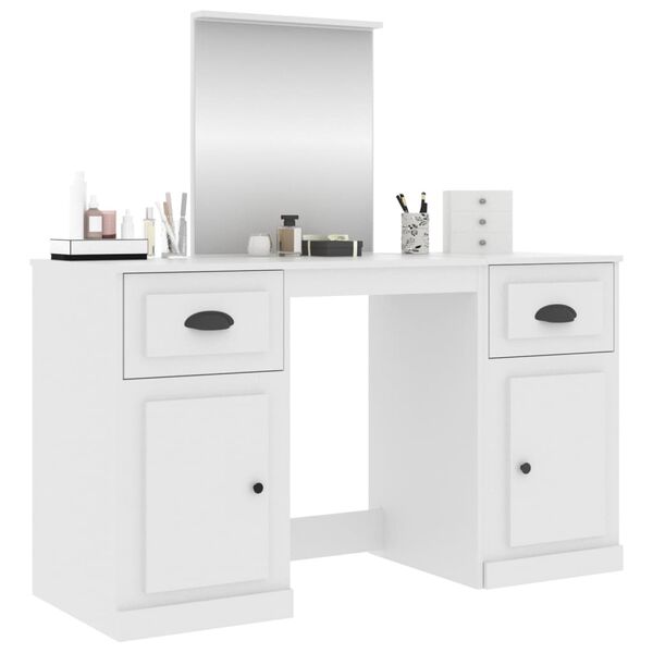 vidaXL Dressing Table with Mirror White 130x50x132.5 cm