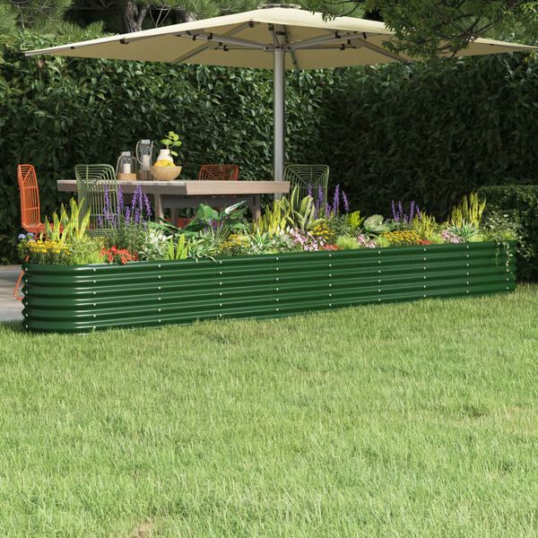 vidaXL Garden Raised Bed Galvanised Steel 332x40x36 cm Green