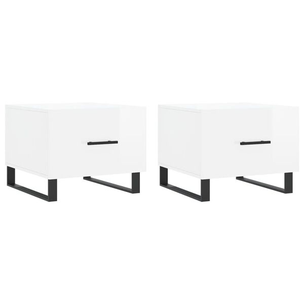 vidaXL Coffee Tables 2pcs High Gloss White 50x50x40 cm Engineered Wood