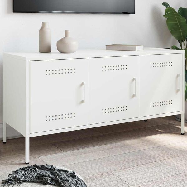 vidaXL TV Cabinet White 100.5x39x50.5 cm Steel