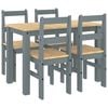 vidaXL 5 Piece Dining Set Panama Grey Solid Wood Pine