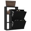 vidaXL Shoe Cabinet Black 79.5x24x90.5 cm Engineered Wood