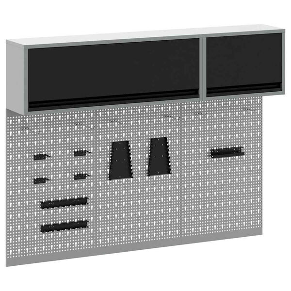 vidaXL Tool Cabinet and Pegboard Set 5 pcs Black 150 x 25 x 115 cm
