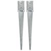 vidaXL Ground Spikes 2 pcs Silver 10x10x76 cm Galvanised Steel