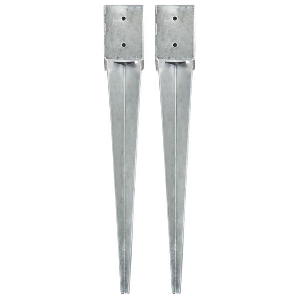 vidaXL Ground Spikes 2 pcs Silver 10x10x76 cm Galvanised Steel