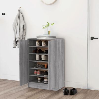 vidaXL Shoe Cabinet Grey Sonoma 60x35x92 cm Engineered Wood
