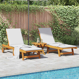 vidaXL Sun Loungers 2 pcs with Wheels Solid Wood Acacia