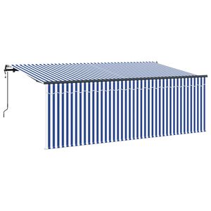 vidaXL Retractable Awning Blue and White 350 x 200 cm