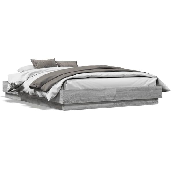 vidaXL Bed Frame without Mattress Grey Sonoma 140x190 cm