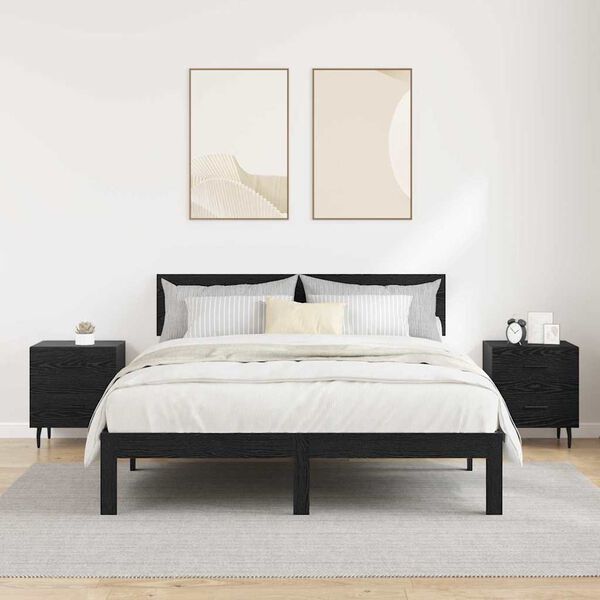 vidaXL Bedside Cabinet with Drawer 2 pcs Black Oak 40 x 35 x 47.5 cm