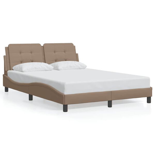 vidaXL Bed Frame without Mattress "Zadar" Cappuccino 140x200 cm Faux Leather