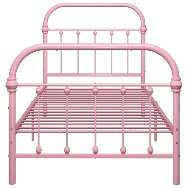 vidaXL Bed Frame without Mattress Pink Metal 100x200 cm