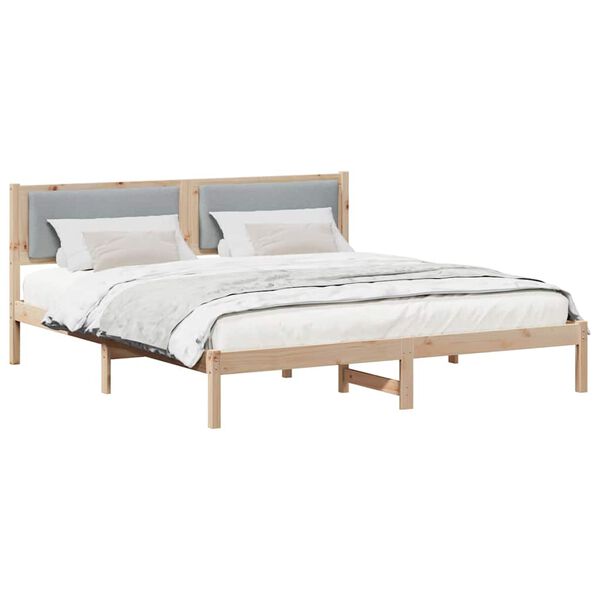 vidaXL Bed Frame Light Grey 200 x 200 cm Solid Pine Wood