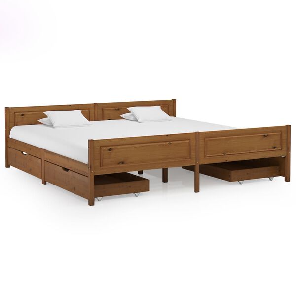 vidaXL Bed Frame without Mattress Honey Brown Solid Wood 200x200 cm (322116+2x321987)