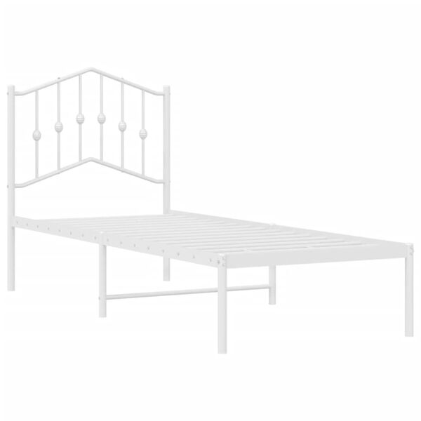vidaXL Metal Bed Frame without Mattress with Headboard White 75x190cm