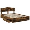 vidaXL Storage Bed with Drawer Smoked Oak 160 x 200 cm Engineered Wood