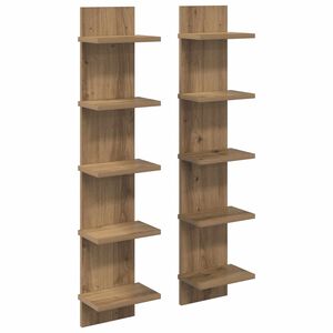 vidaXL Wall Shelf 2 pcs Artisan Oak 22 x 15 x 100 cm Engineered Wood