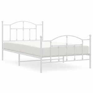 vidaXL Metal Bed Frame without Mattress with Footboard White 100x200cm