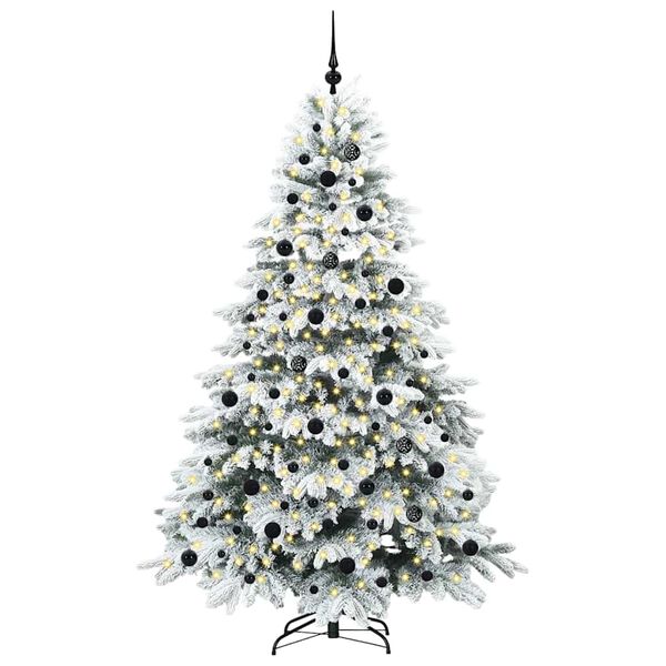vidaXL Artificial Christmas Tree with 300 LEDs White 210 cm PE and PVC