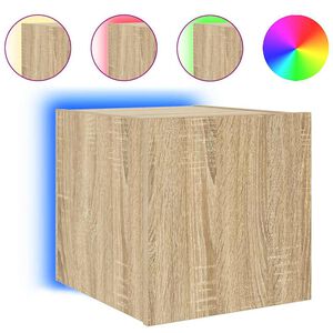 vidaXL TV Wall Cabinet with LED Lights Sonoma Oak 30.5x35x30 cm