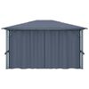 vidaXL Gazebo with Curtain&LED String Lights 4x3 m Anthracite Aluminium