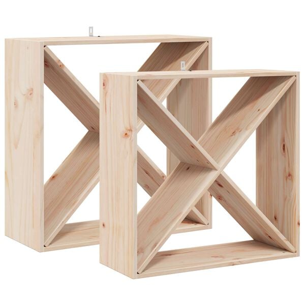 vidaXL Wine Rack 2 pcs Natural 62 x 25 x 62 cm Solid Pine Wood