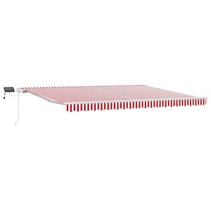vidaXL Retractable Awning Red and White 450 x 350 cm